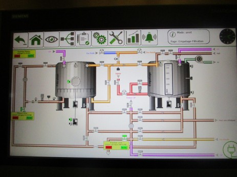 Ecran de contrôle des cuves de la Brasserie de Meaux (77)