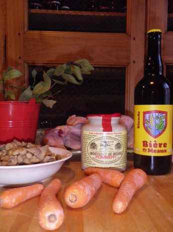 Préparation du mijoté de poulet à la Bière et Moutarde de Meaux